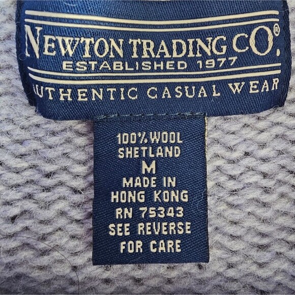Vintage Newton Trading Co. Light Blue Shetland Wool Snowflake Sweater Sz M - Picture 8 of 14